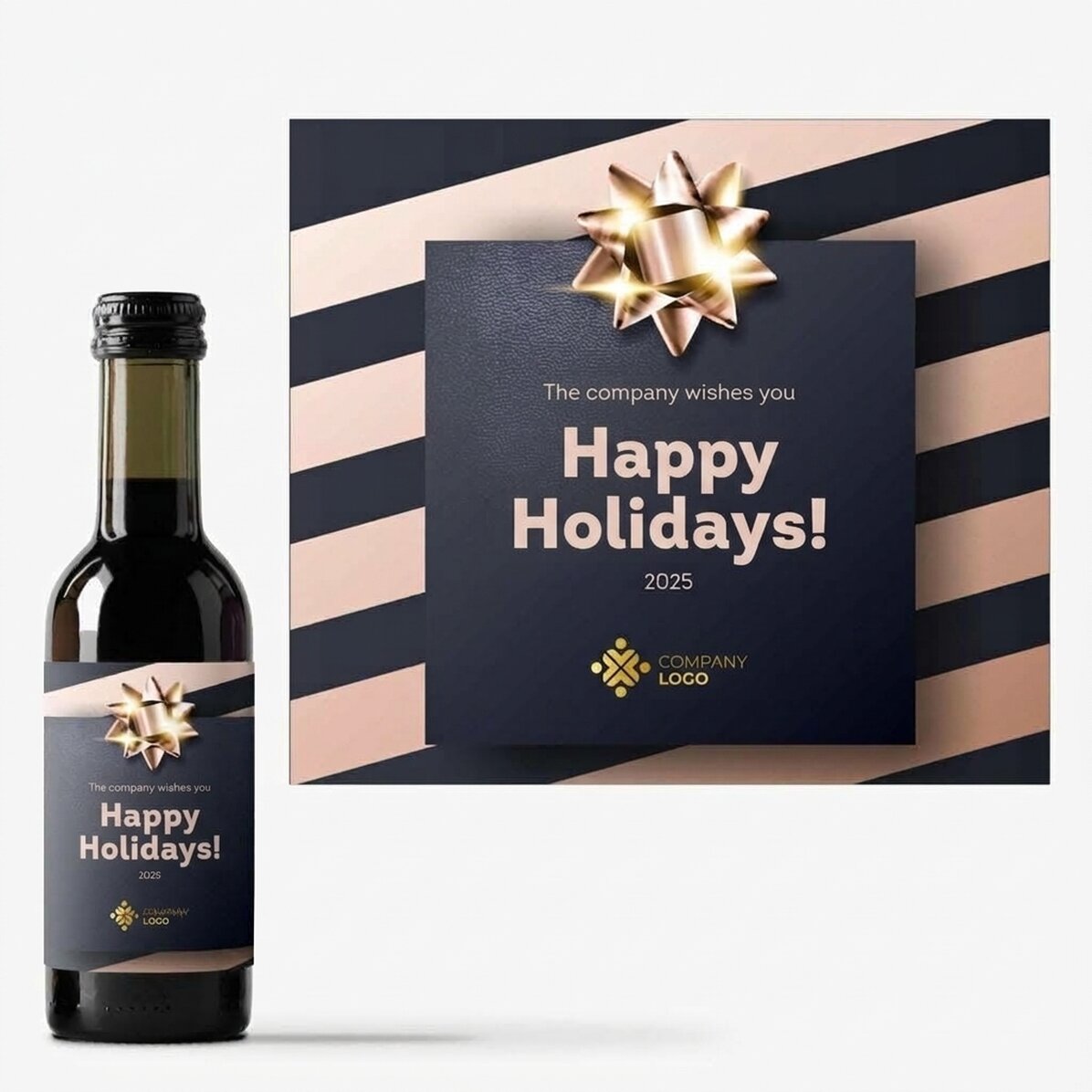 Personalisierte Mini-Weinflasche mit Logo und Text – Weihnachtsgeschenk