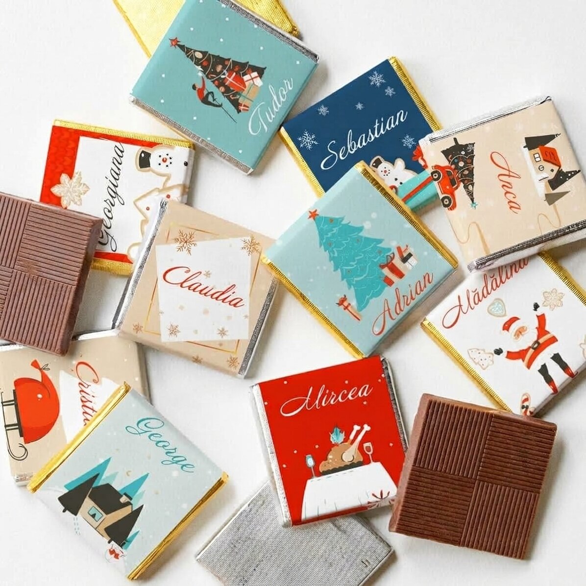 10er-Set personalisierte Mini-Pralinen mit Namen – Sweet Christmas