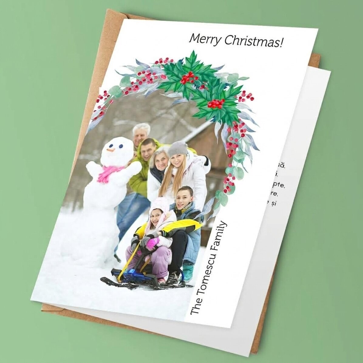 Personalisierte Grußkarte mit Foto und Botschaft – Frohe Weihnachten