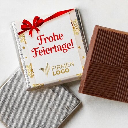 Personalisierte Mini-Schokolade mit Logo und Botschaft – Goldene Flocken