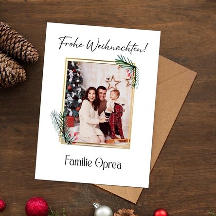 Personalisierte Magnetkarte mit Foto und Text – Frohe Weihnachten