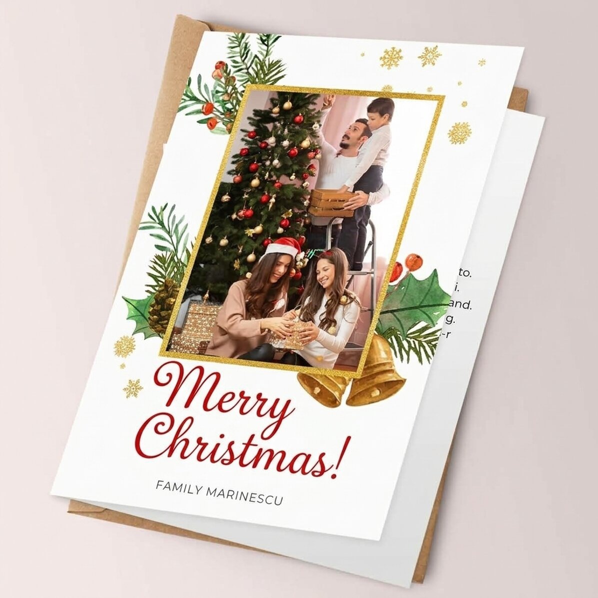 Individuell gestaltete Weihnachtskarte mit Foto und Text – Glitzerrahmen