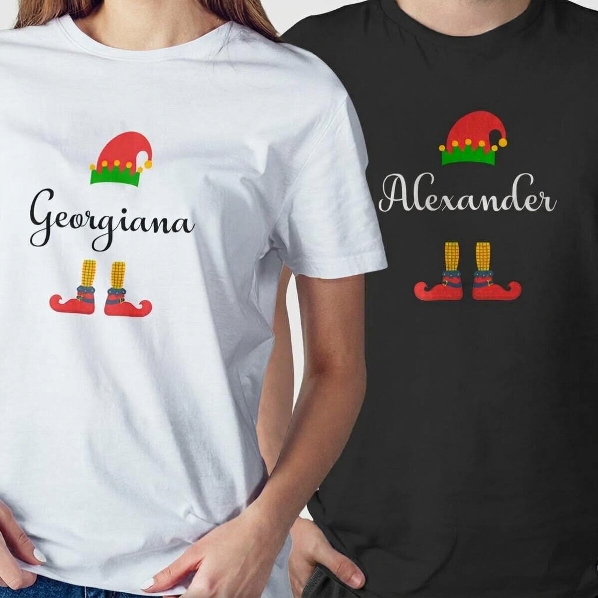 Personalisiertes Baumwoll-T-Shirt mit Aufdruck – Der Elf des Weihnachtsmanns