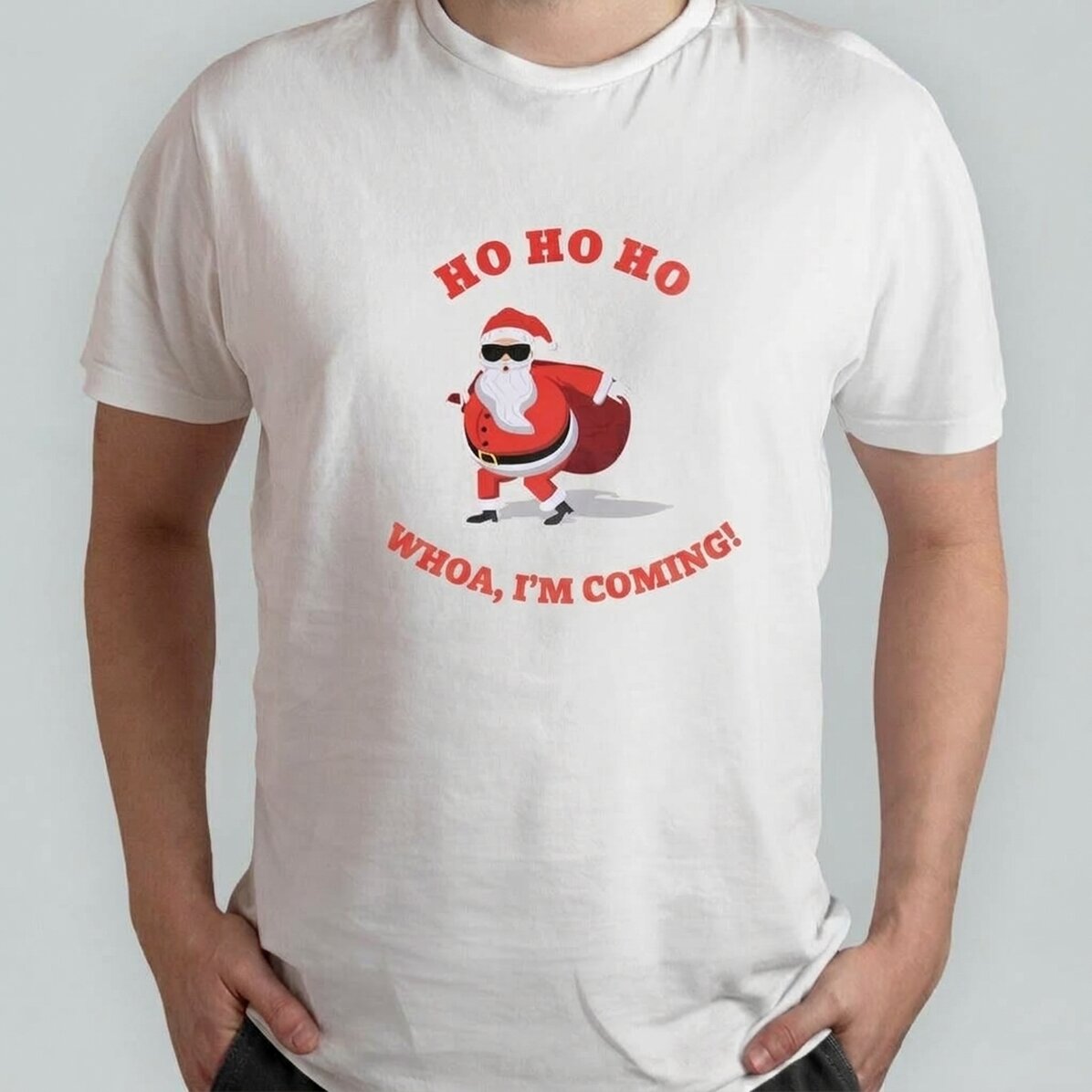 Personalisiertes Baumwoll-T-Shirt mit Aufdruck – HO HO HO
