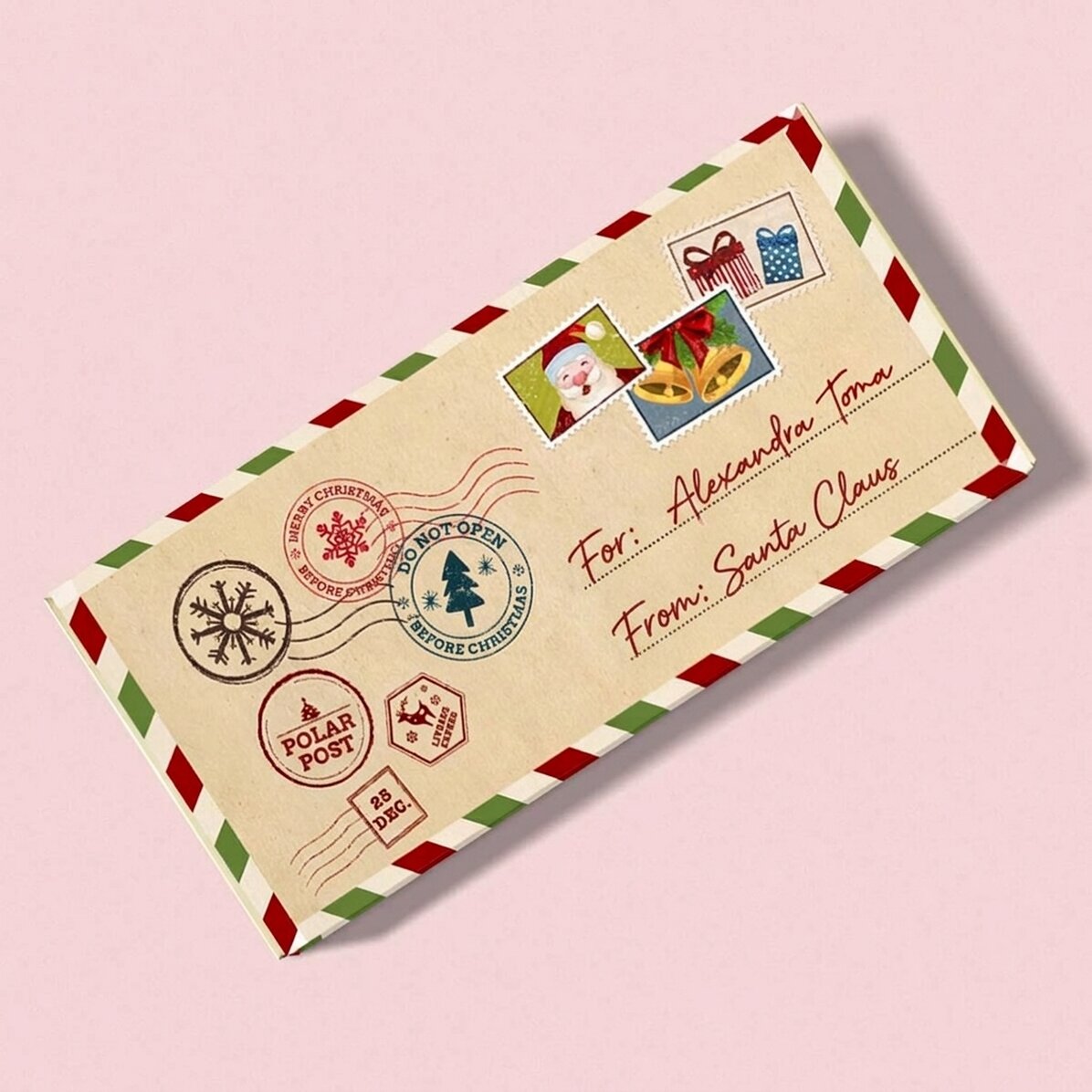 Personalisierte Schokolade mit Text – Vom Weihnachtsmann