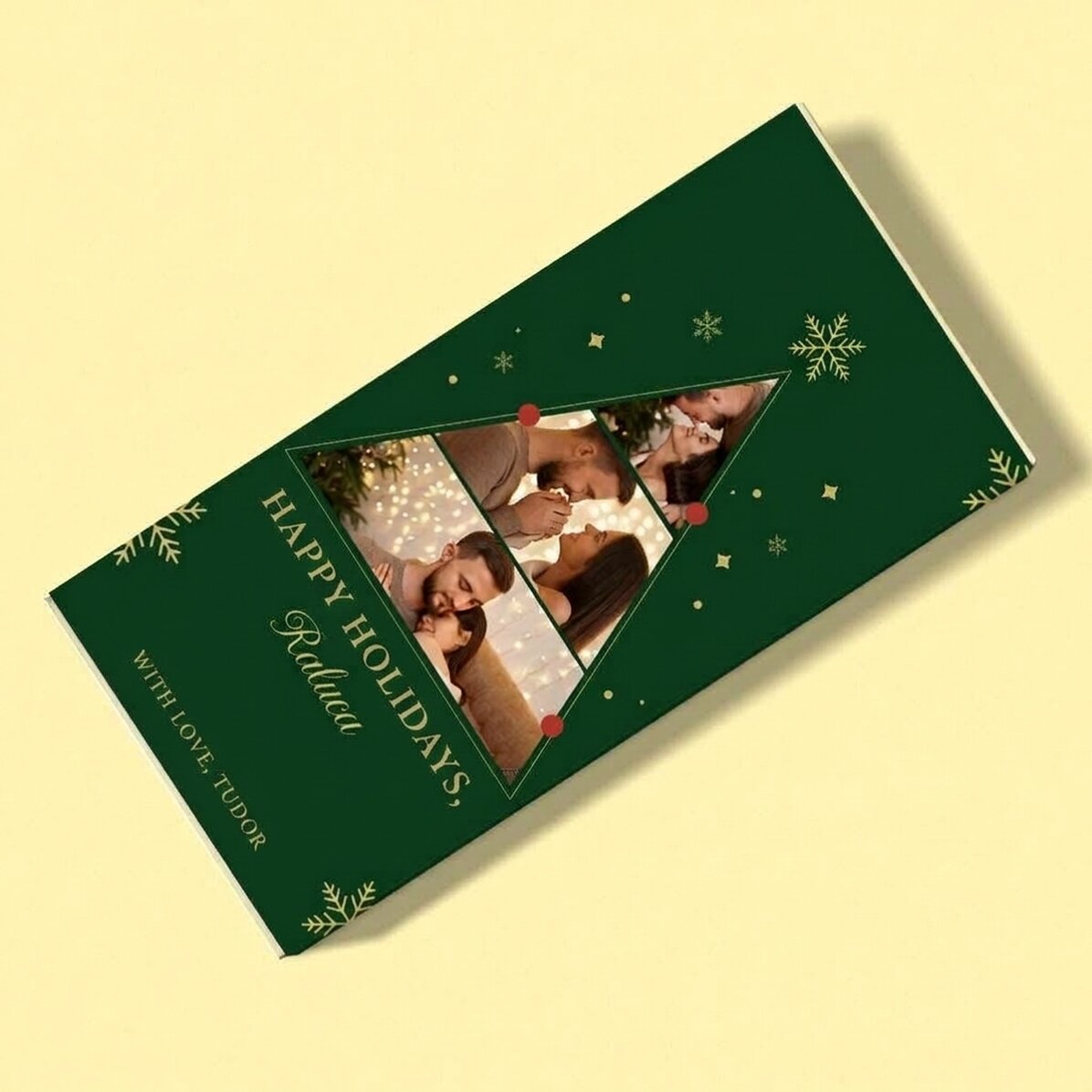 Personalisierte Schokolade mit 3 Fotos und einer Weihnachtsbotschaft – Weihnachtsbaum