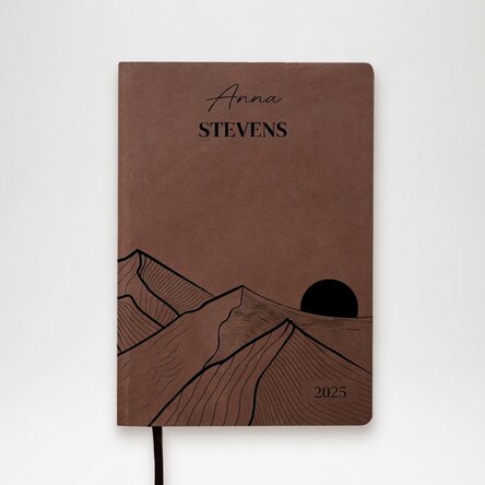Personalisierter Leder-Terminkalender mit Text – Abstrakte Landschaft