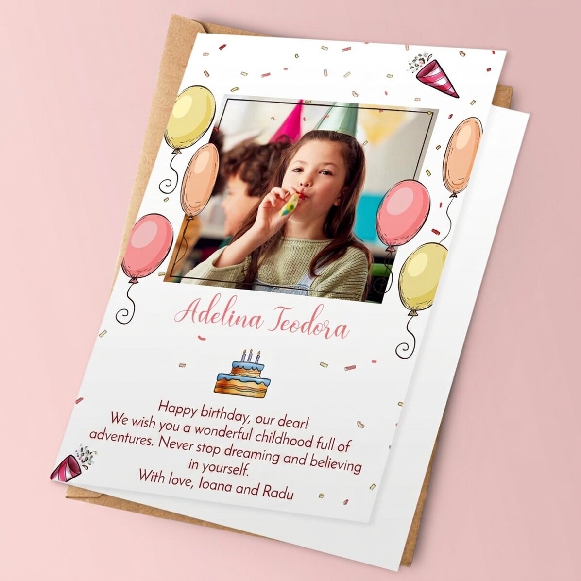 Personalisierte Grußkarte mit Foto und Text – Herzlichen Glückwunsch zum Geburtstag