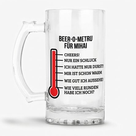 Personalisierter Bierkrug mit Text – Beer-o-meter
