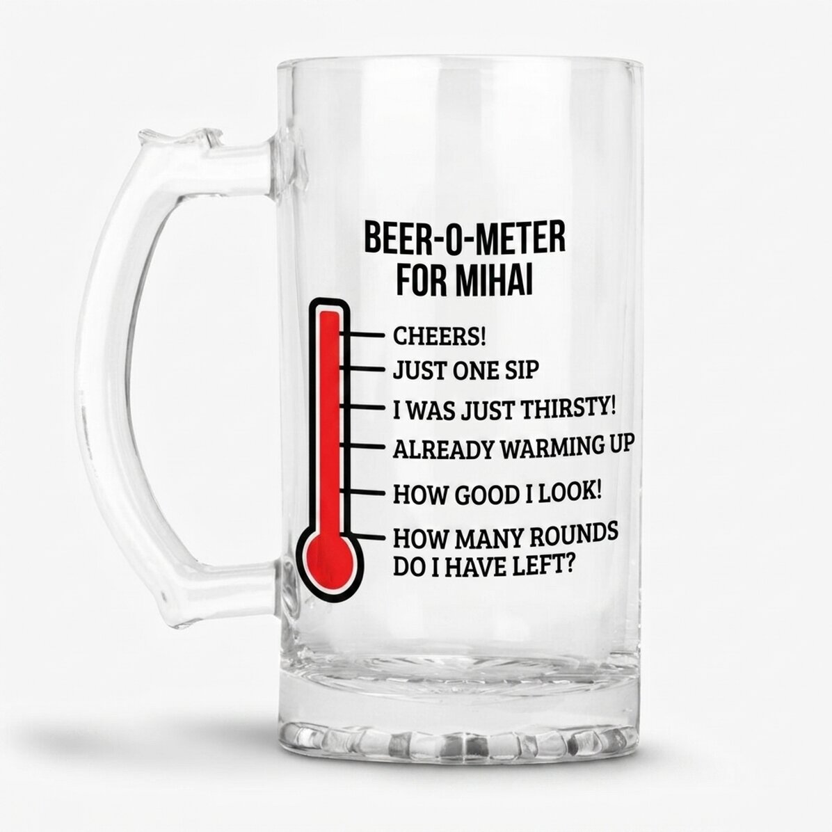 Personalisierter Bierkrug mit Text – Beer-o-meter