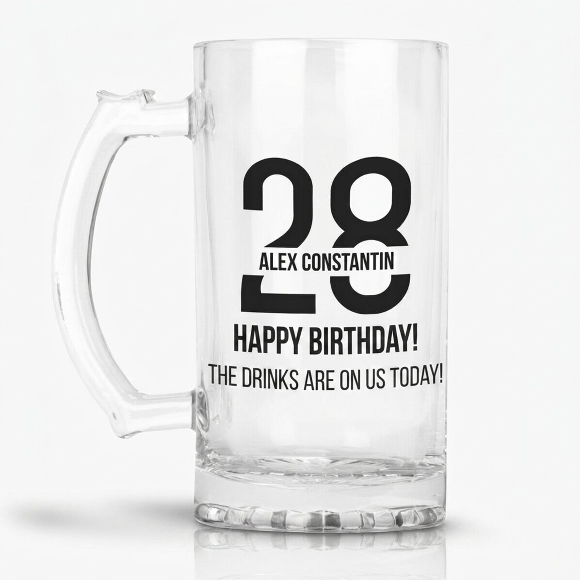 Personalisierter Bierkrug mit Text zum Geburtstag