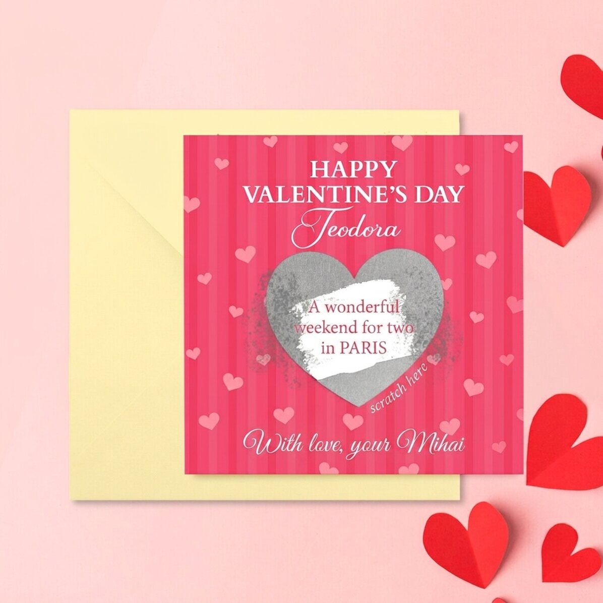 Personalisierte Rubbelkarte mit Botschaft – Love