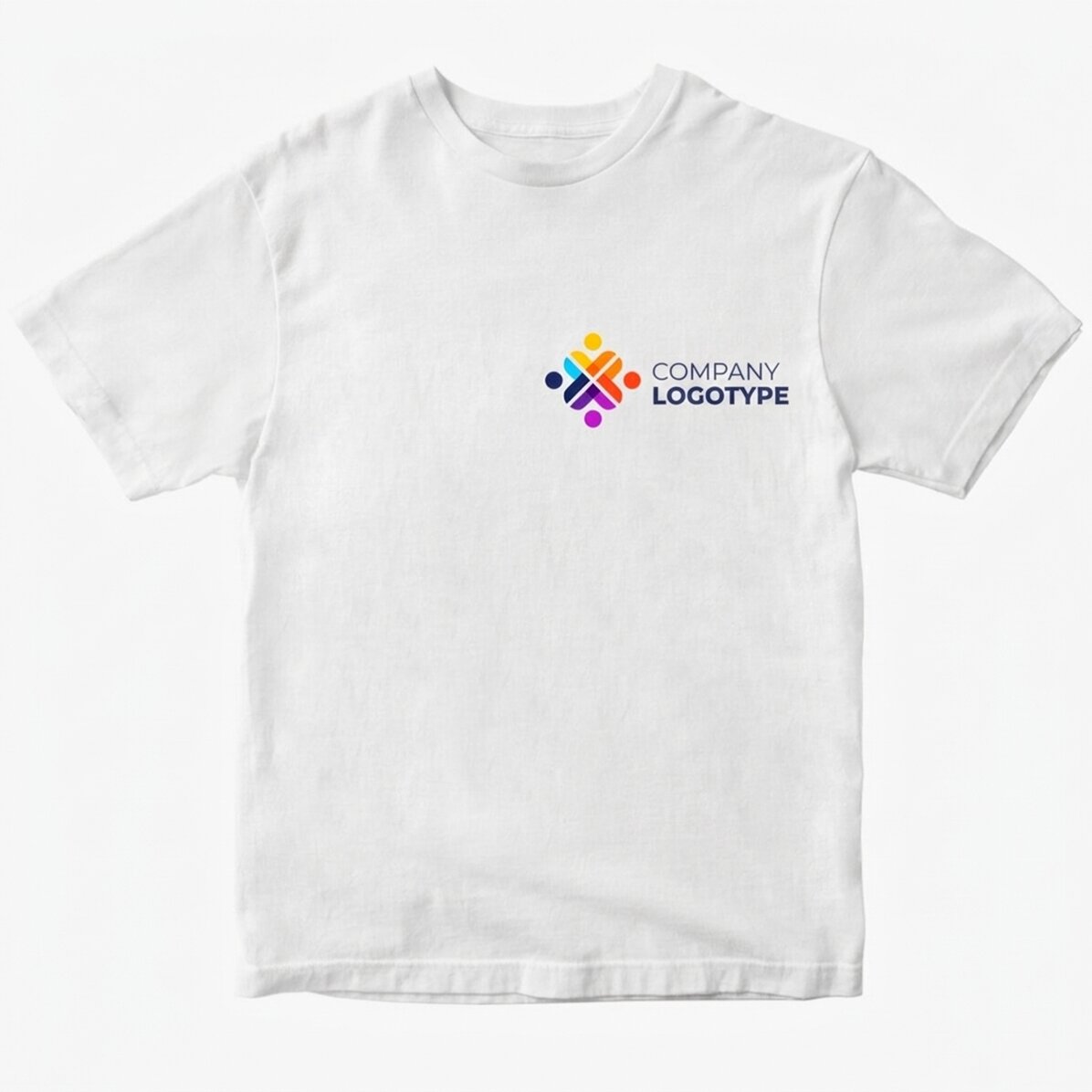 Personalisiertes Baumwoll-T-Shirt mit Logo auf der linken Seite