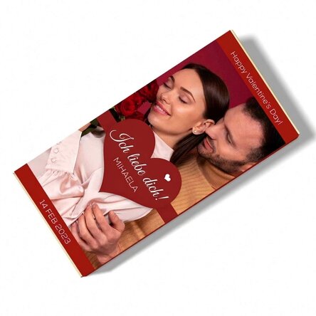 Personalisierte Schokolade mit Foto und Botschaft – Ich liebe dich