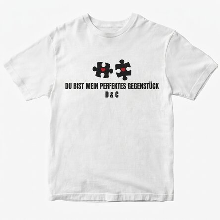 Personalisiertes Baumwoll-T-Shirt mit Aufdruck – Perfect Match
