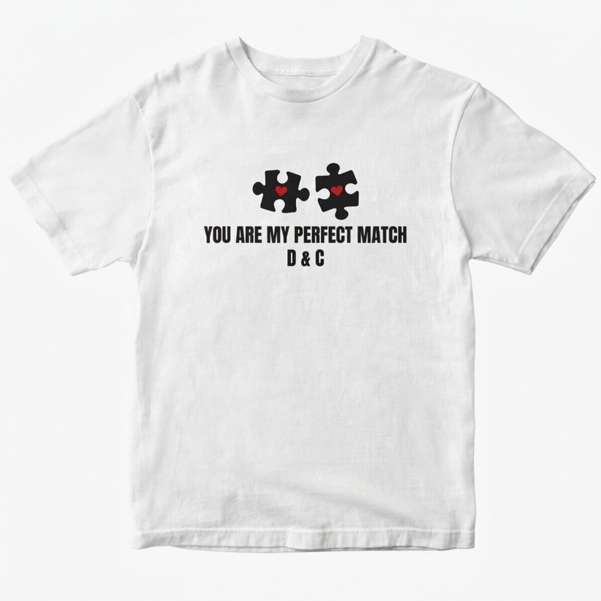 Personalisiertes Baumwoll-T-Shirt mit Aufdruck – Perfect Match