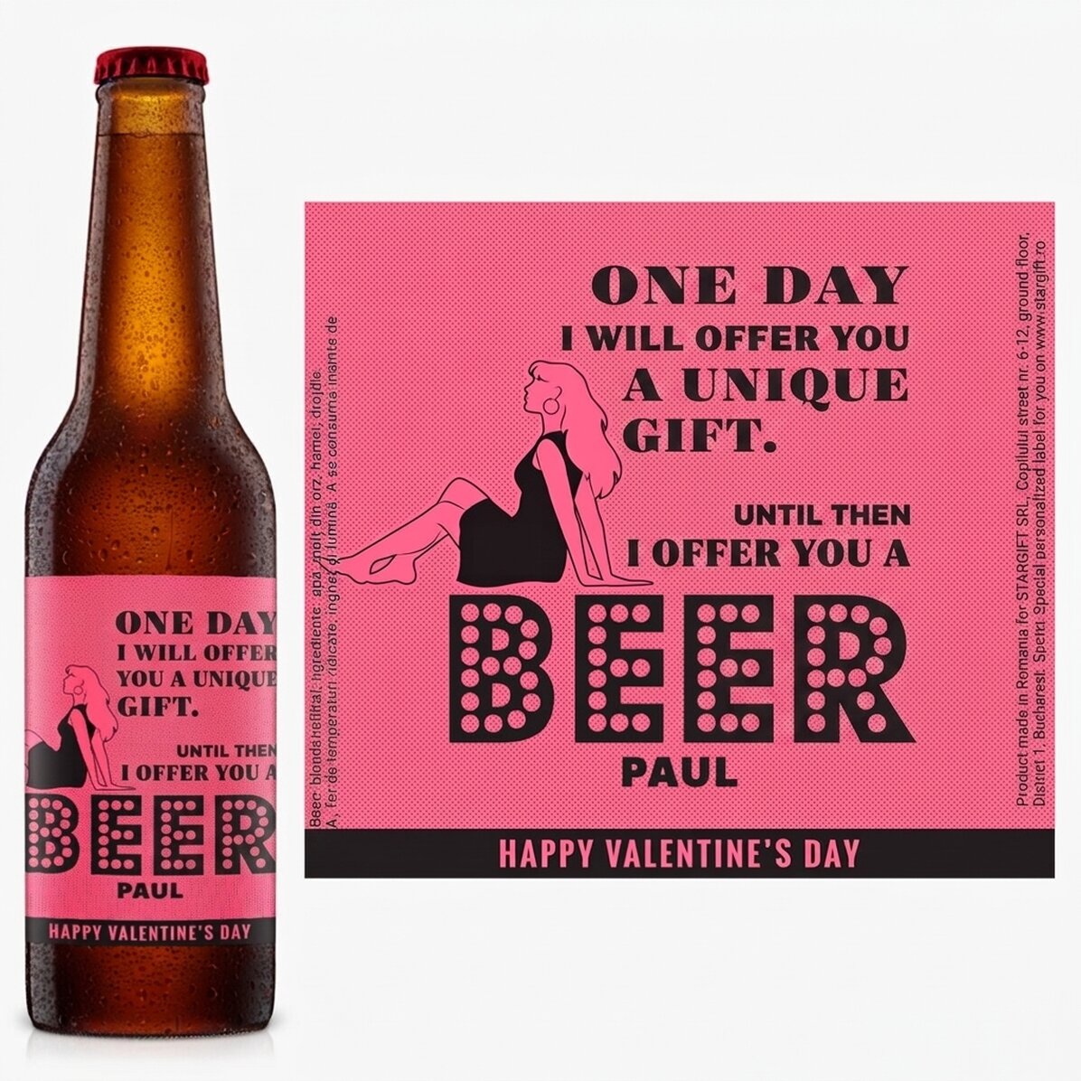 Individuell gestaltetes Bier mit Retro-Schriftzug – Valentinstag-Bier