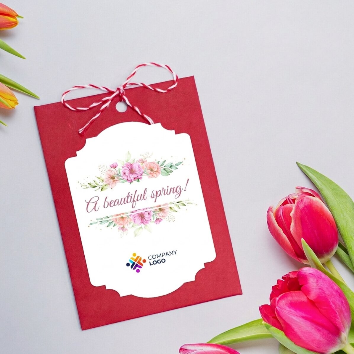 Individuell gestalteter Martisor zum Einpflanzen mit Logo und Botschaft – Einen schönen Frühling!