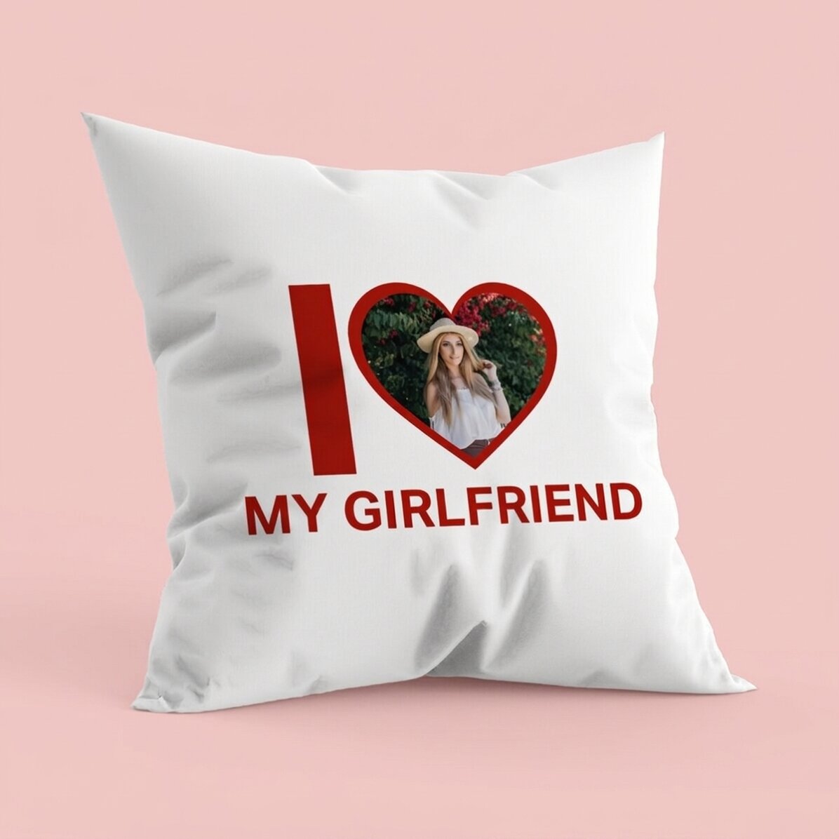 Personalisiertes Kissen mit Foto und Text – I love my girlfriend