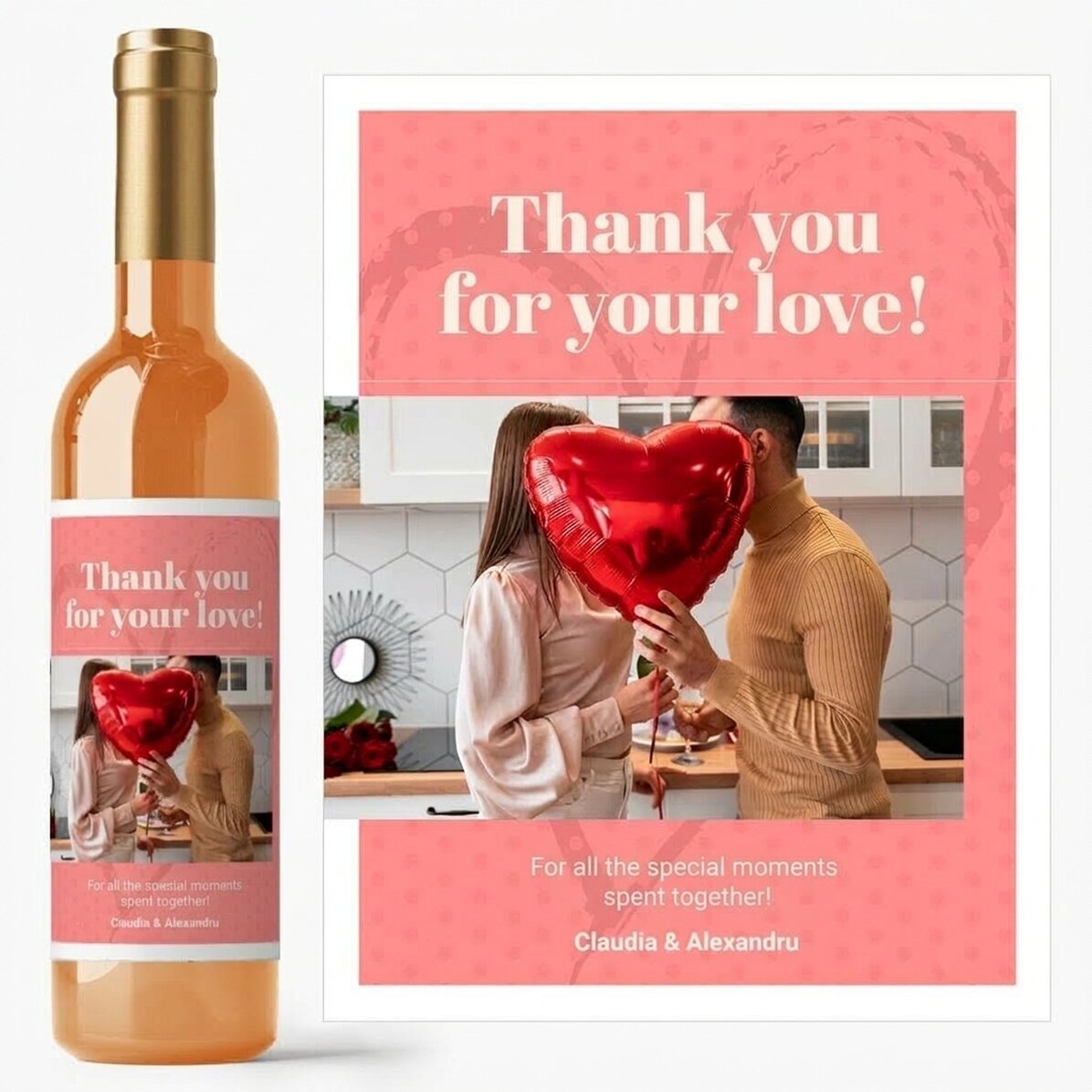 Personalisierter Wein mit Foto und Text – Danke für deine Liebe!