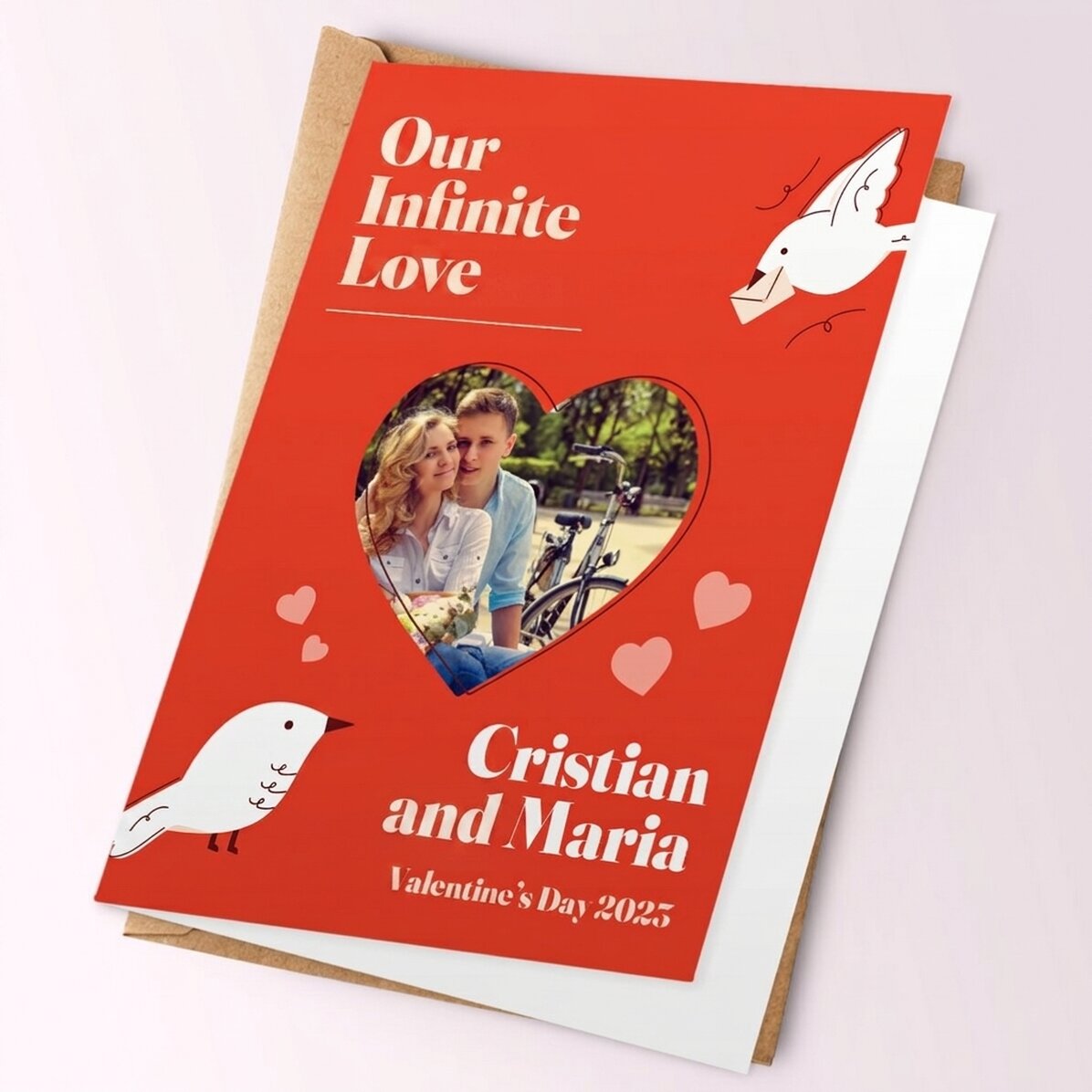 Personalisierte Grußkarte mit Foto und Botschaft – Unsere unendliche Liebe