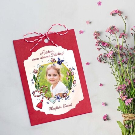 Individuell gestalteter Martisor zum Einpflanzen mit Foto und Botschaft – Floricele