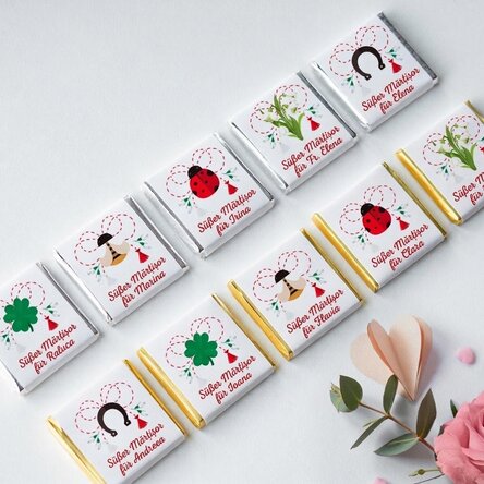 Set mit 10 personalisierten Mini-Pralinen mit Namen
