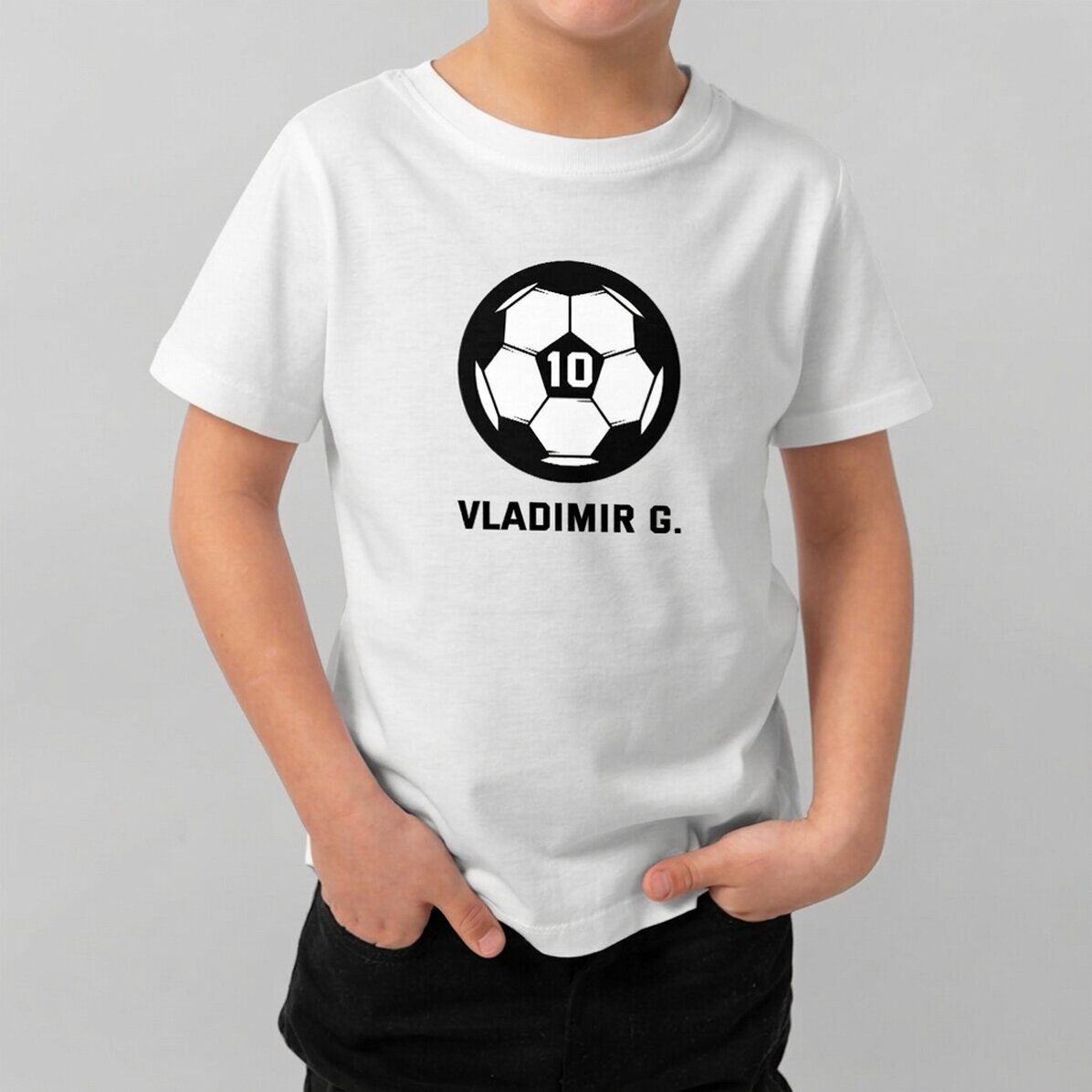 Personalisiertes Baumwoll-T-Shirt für Kinder mit Aufdruck – Fußball