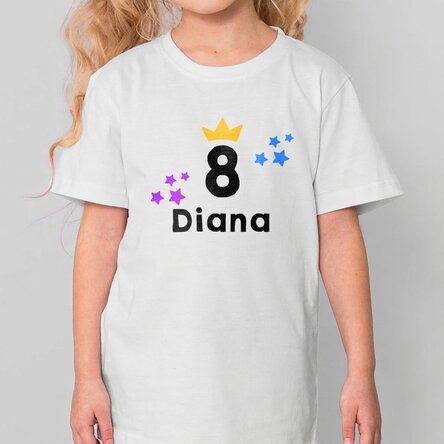 Personalisiertes Baumwoll-T-Shirt für Kinder mit Aufdruck – „Birthday Crown“
