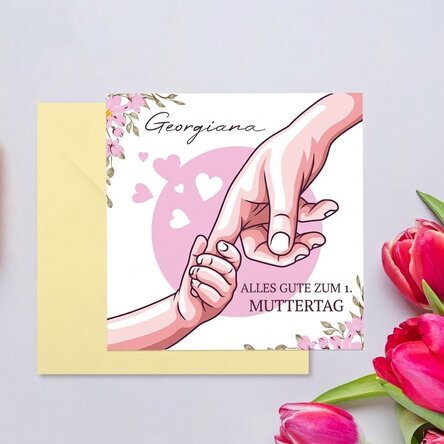 Individuell gestaltete quadratische Karte mit Text – Mama