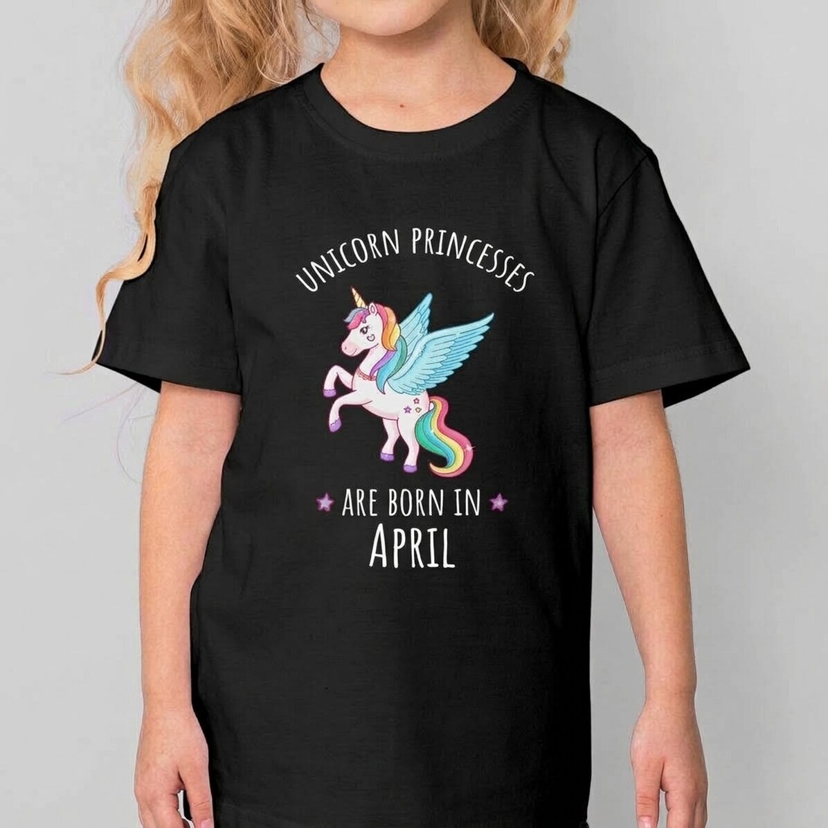 Personalisiertes Baumwoll-T-Shirt für Kinder mit Aufdruck – Einhornprinzessin