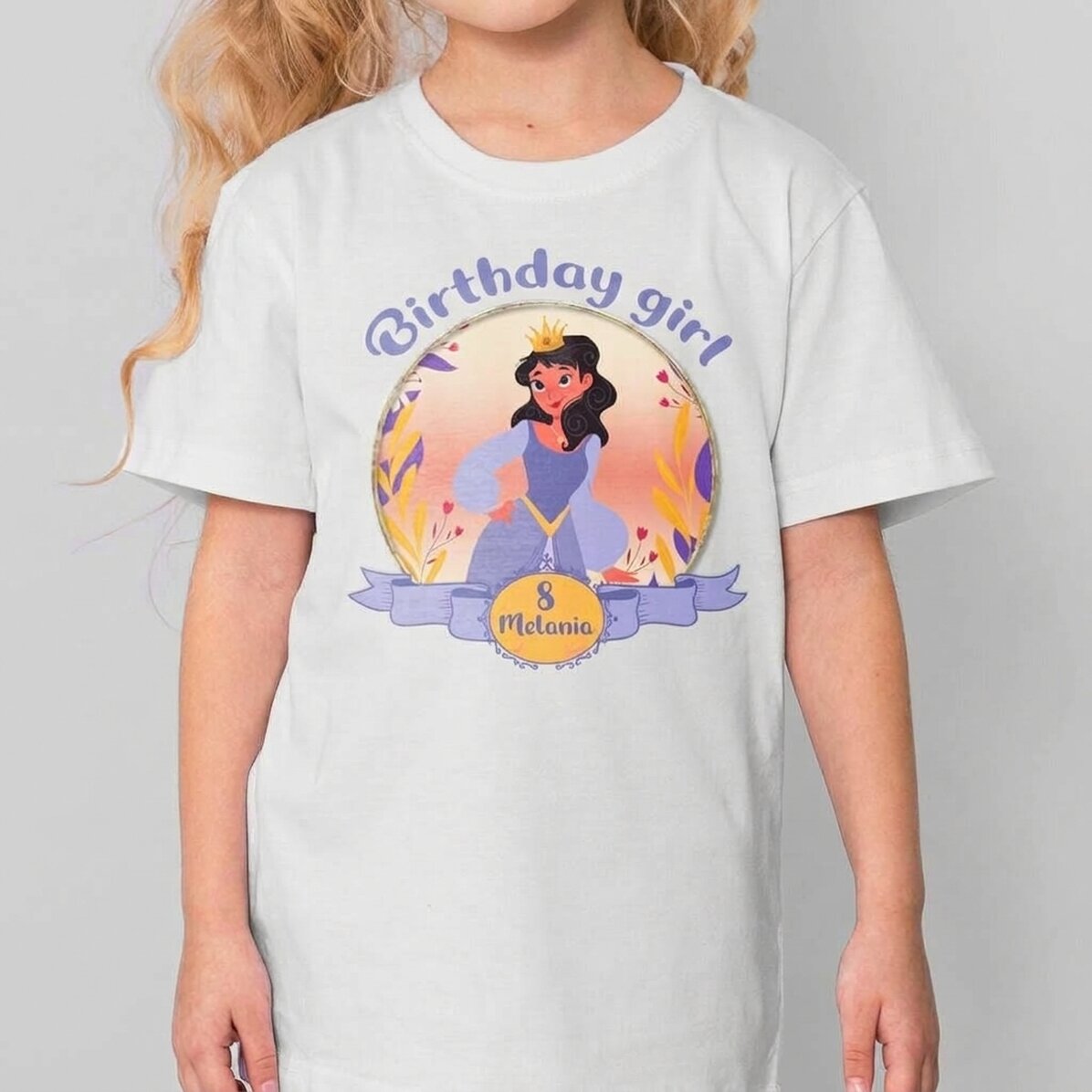 Personalisiertes Baumwoll-T-Shirt für Kinder mit Aufdruck – „Birthday Princess“