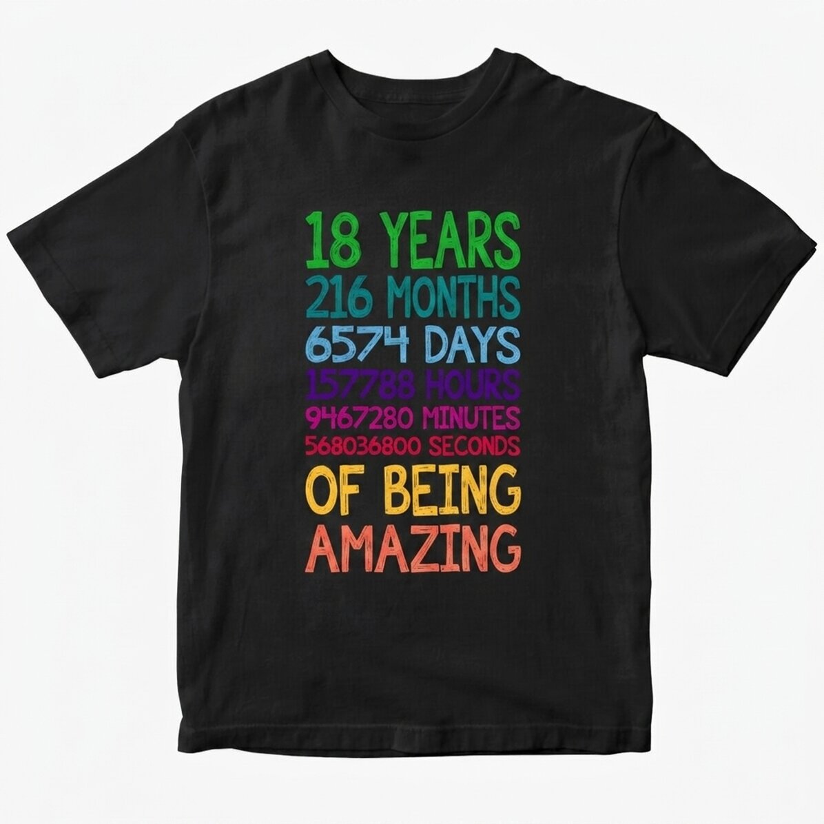 Personalisiertes Baumwoll-T-Shirt mit Aufdruck – 18 Jahre