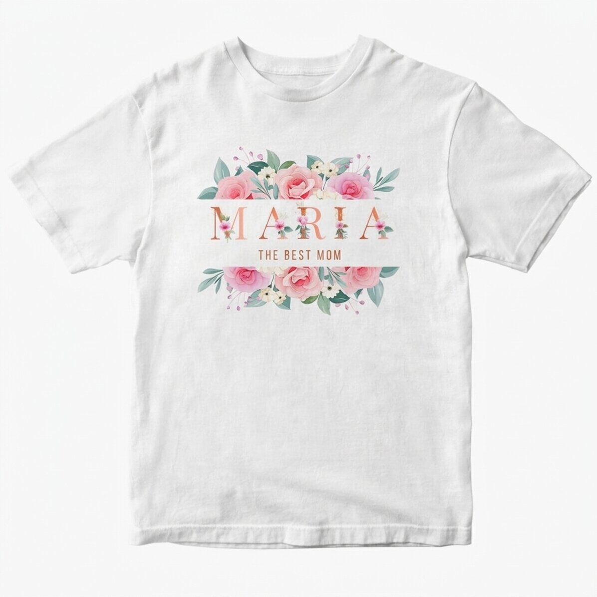 Personalisiertes Baumwoll-T-Shirt mit Blumenmotiv – Die beste Mama