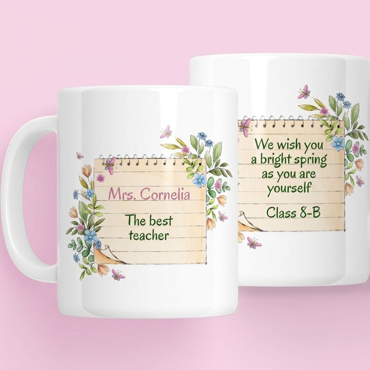 Personalisierte Tasse mit einer Botschaft für Lehrerinnen