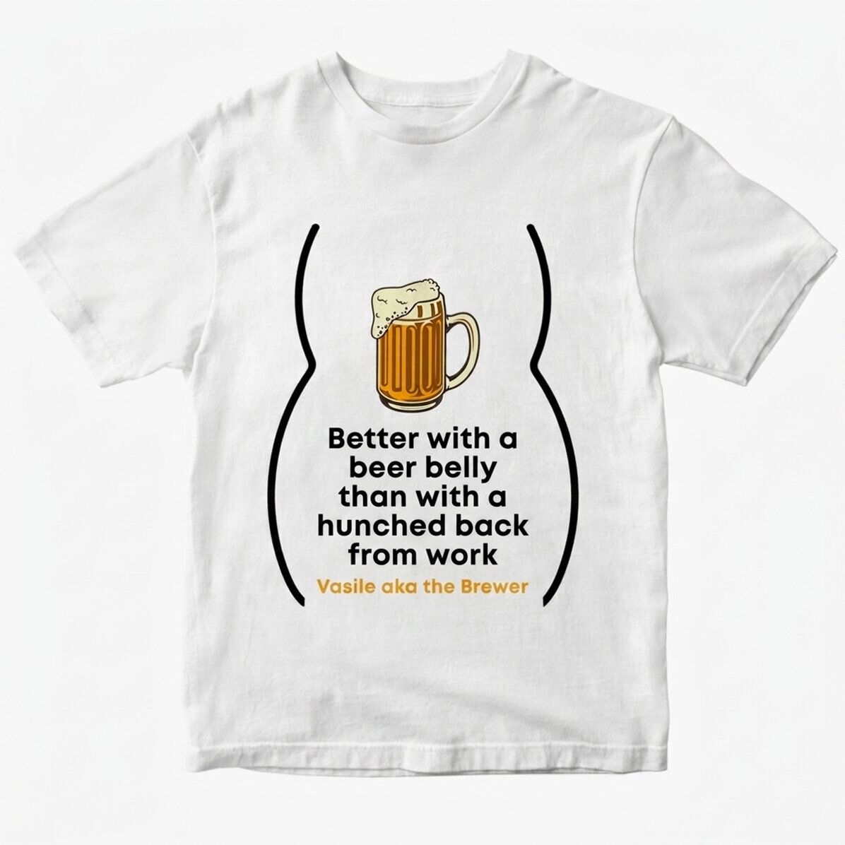 Personalisiertes Baumwoll-T-Shirt mit Aufdruck – Bierbauch