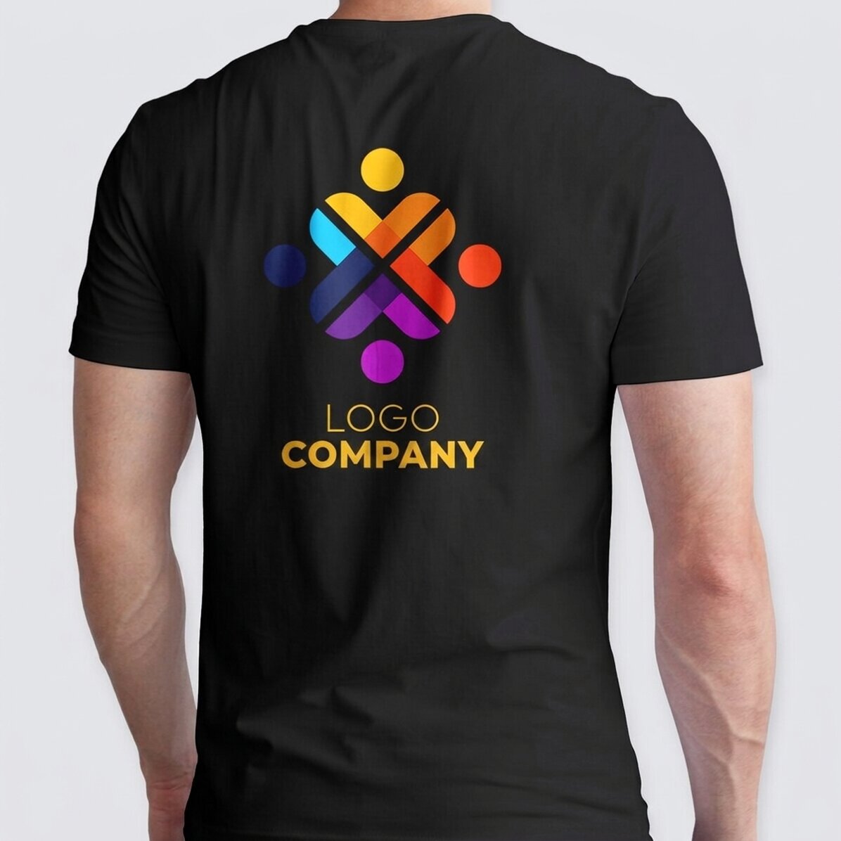 Personalisiertes Baumwoll-T-Shirt mit Logo auf der Rückseite