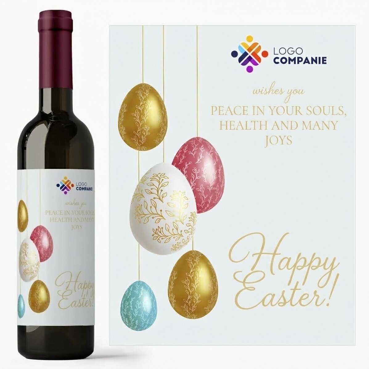 Wein mit individuellem Logo und persönlicher Botschaft – Frohe Ostern