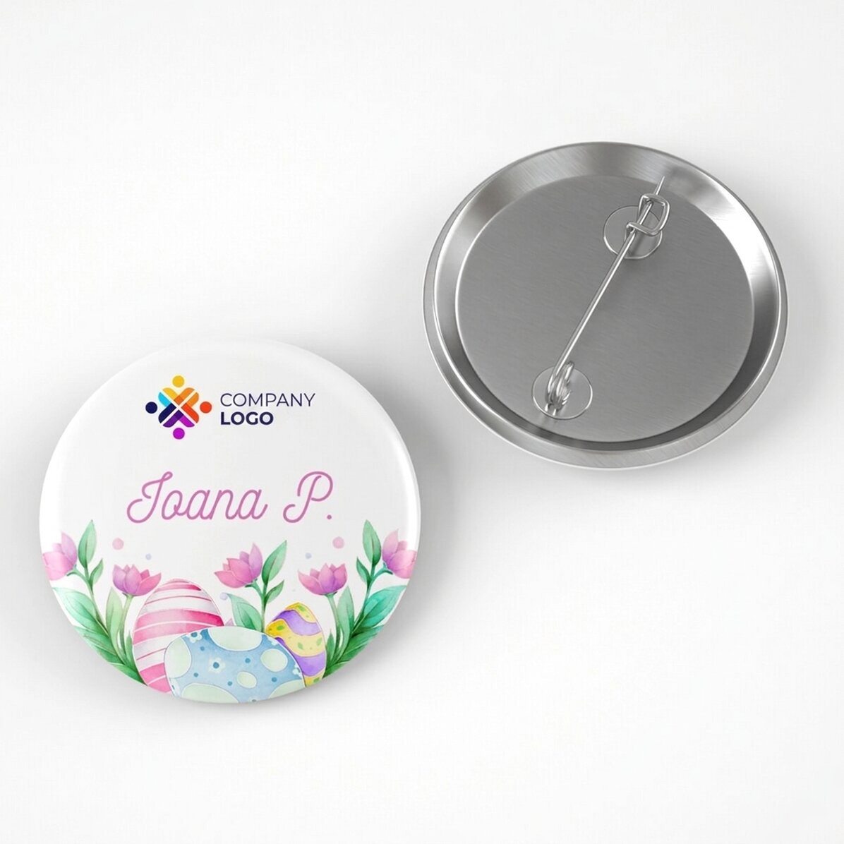 Personalisiertes Abzeichen mit Logo und Namen – Frohe Ostern!