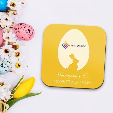 Personalisierter Gläserhalter mit Logo und Namen – Ostern