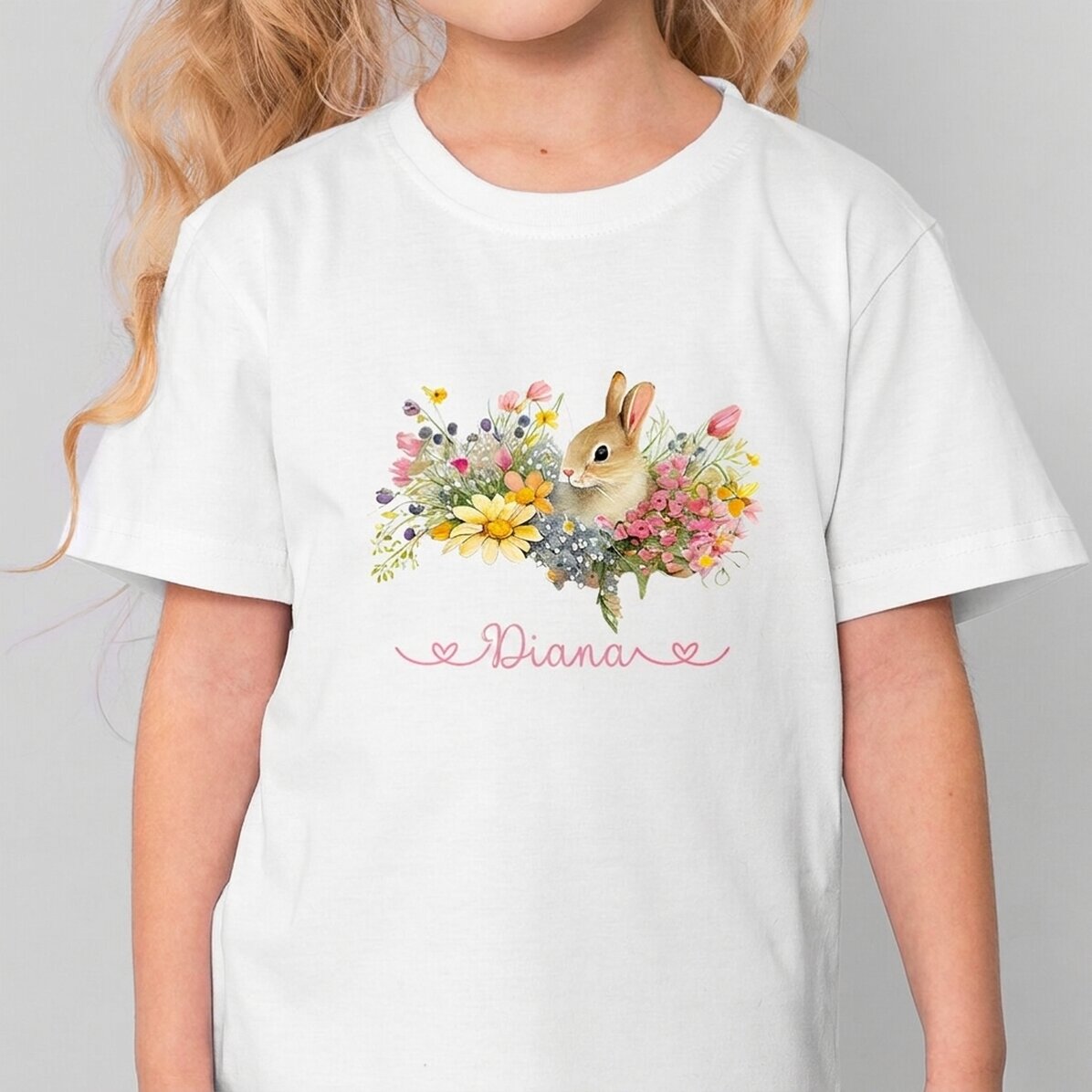 Personalisiertes Baumwoll-T-Shirt für Kinder mit Namen – Hase