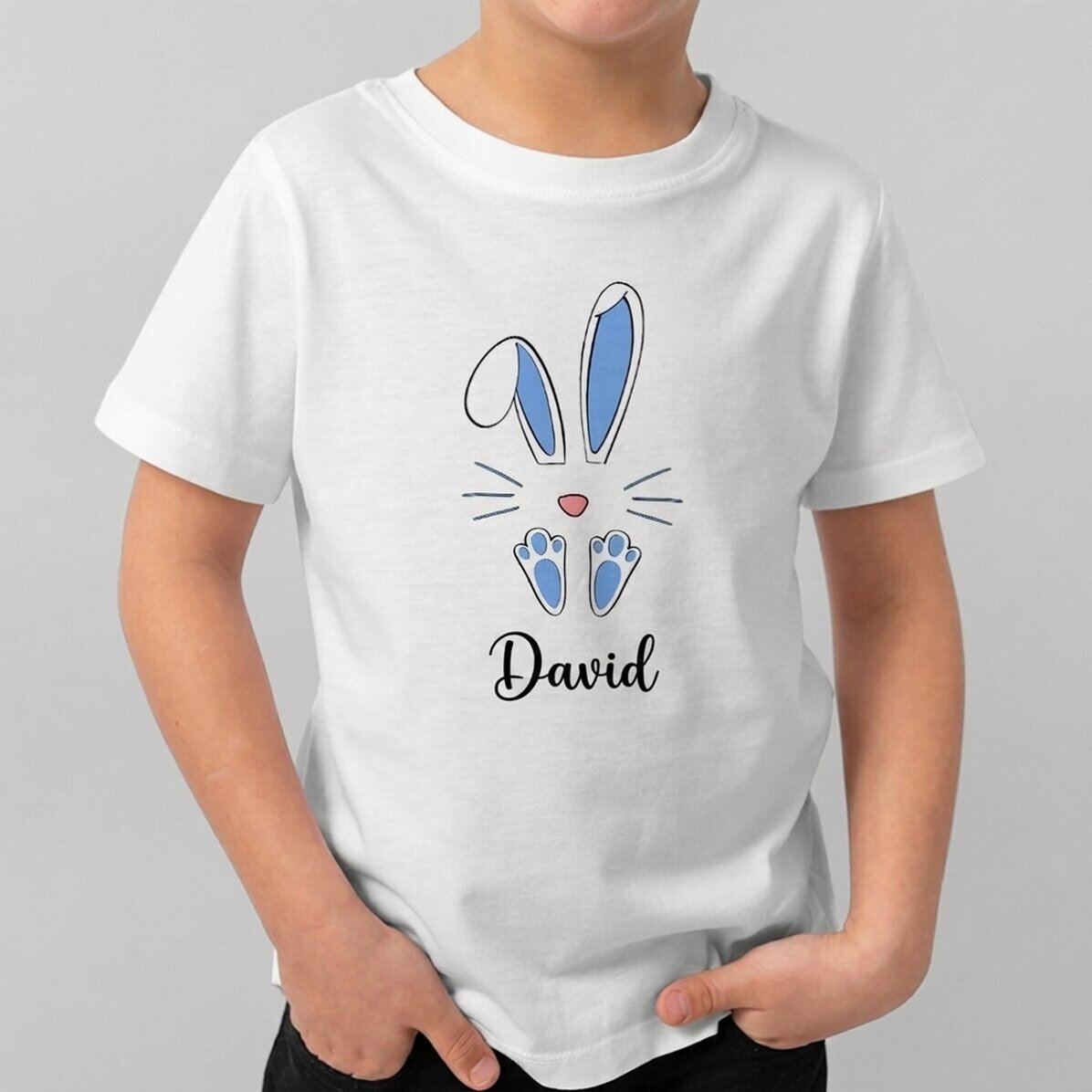 Personalisiertes Baumwoll-T-Shirt für Kinder mit Namen – Osterhase