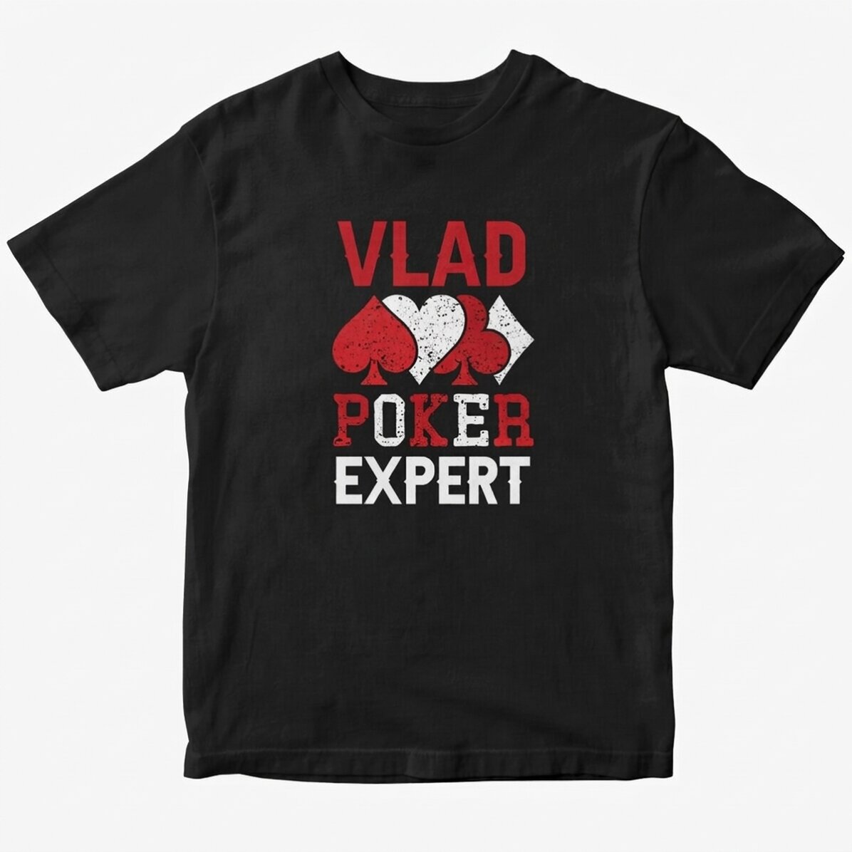 Personalisiertes Baumwoll-T-Shirt mit Aufdruck – Poker-Experte