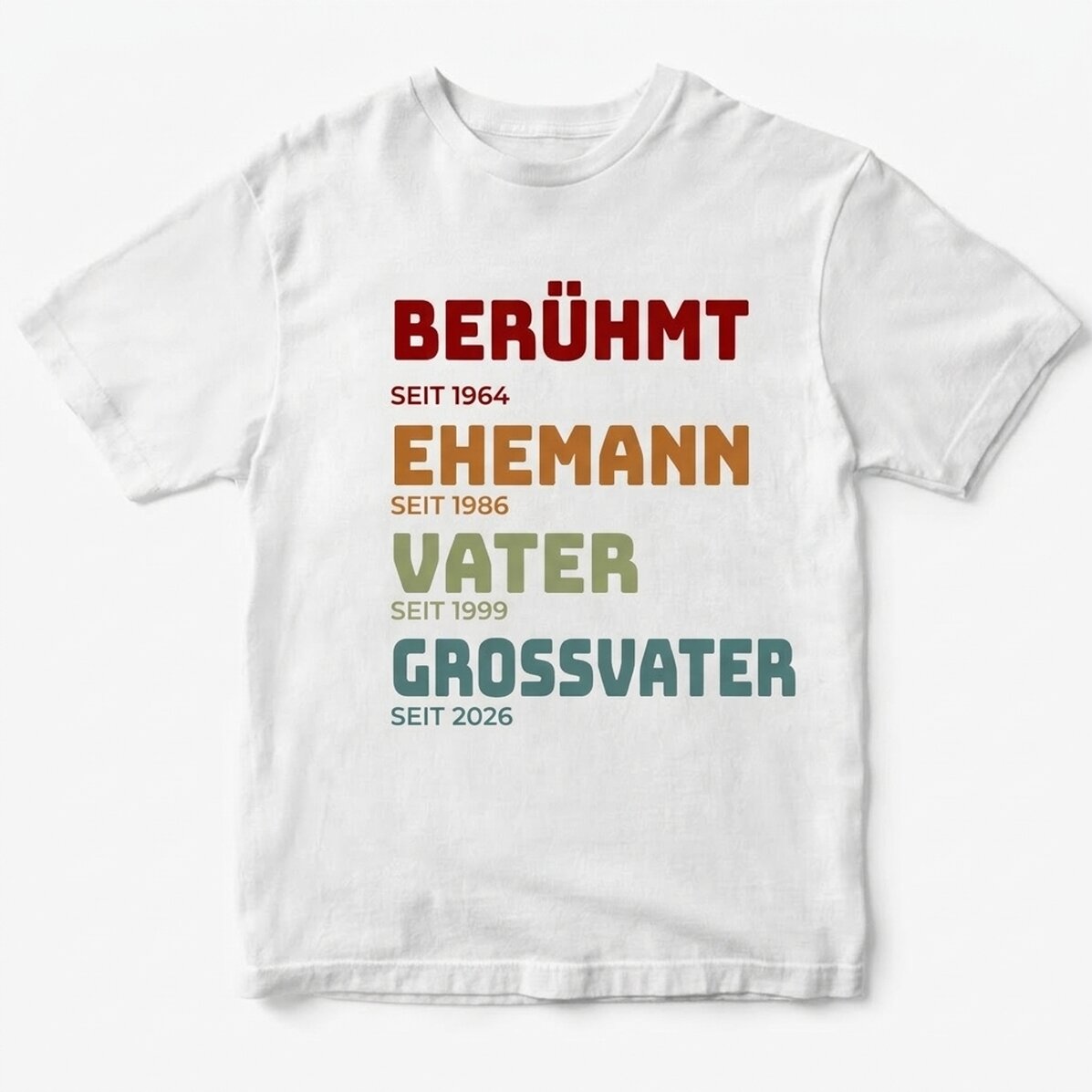 Personalisiertes Baumwoll-T-Shirt mit Aufdruck – Die Geschichte meines Großvaters