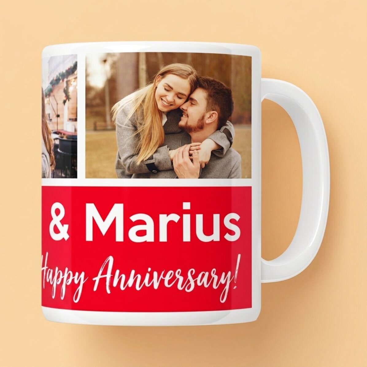 Personalisierte Tasse mit 3 Fotos und Text
