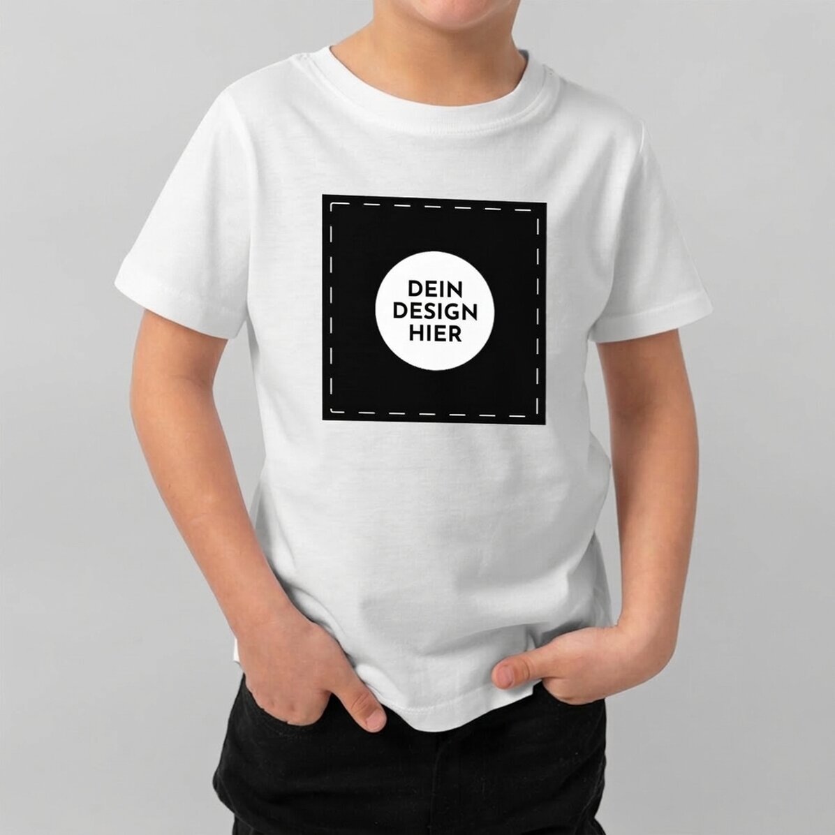 Personalisiertes Baumwoll-T-Shirt für Kinder mit deinem quadratischen Motiv