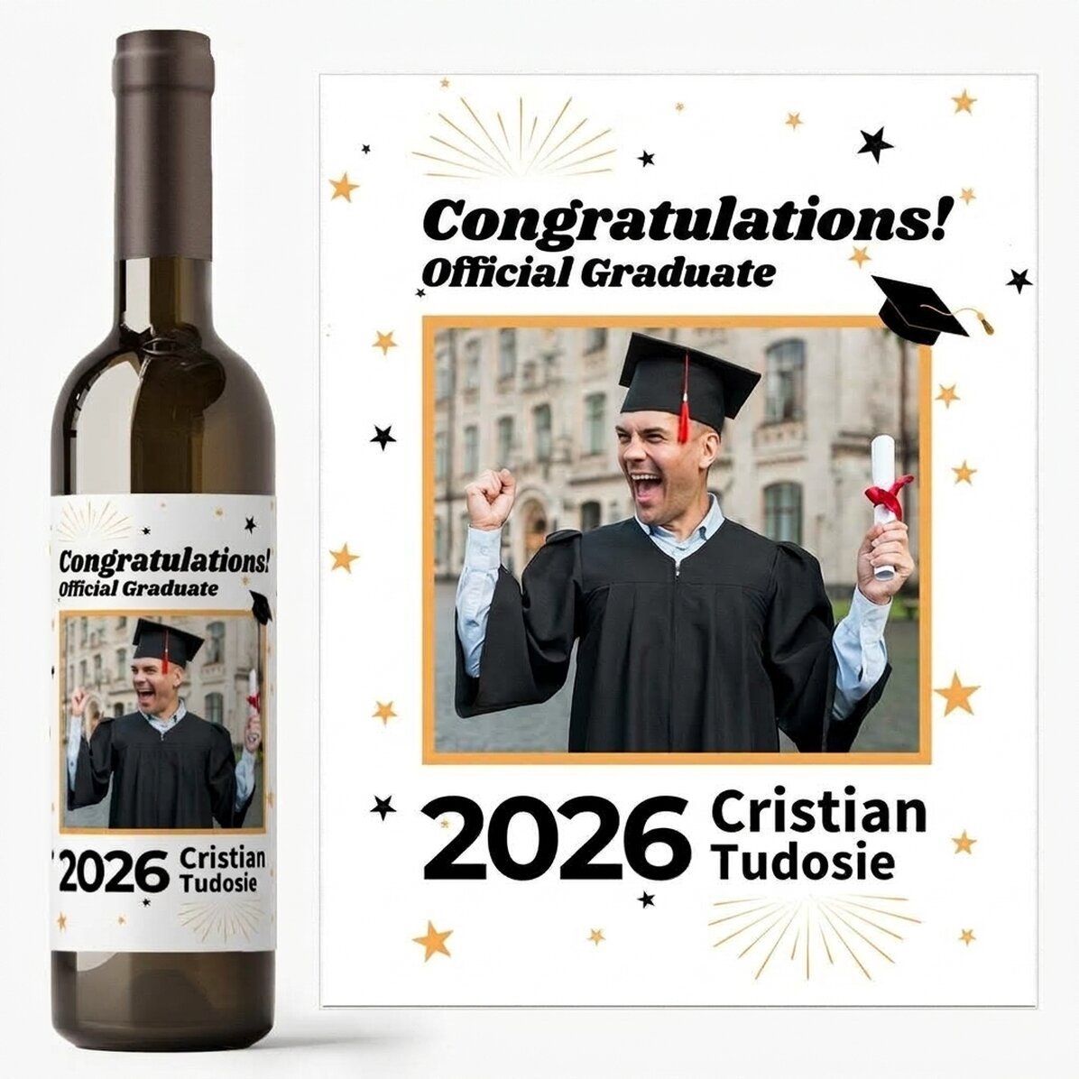 Personalisierter Wein mit Foto und Text – Offizieller Absolvent