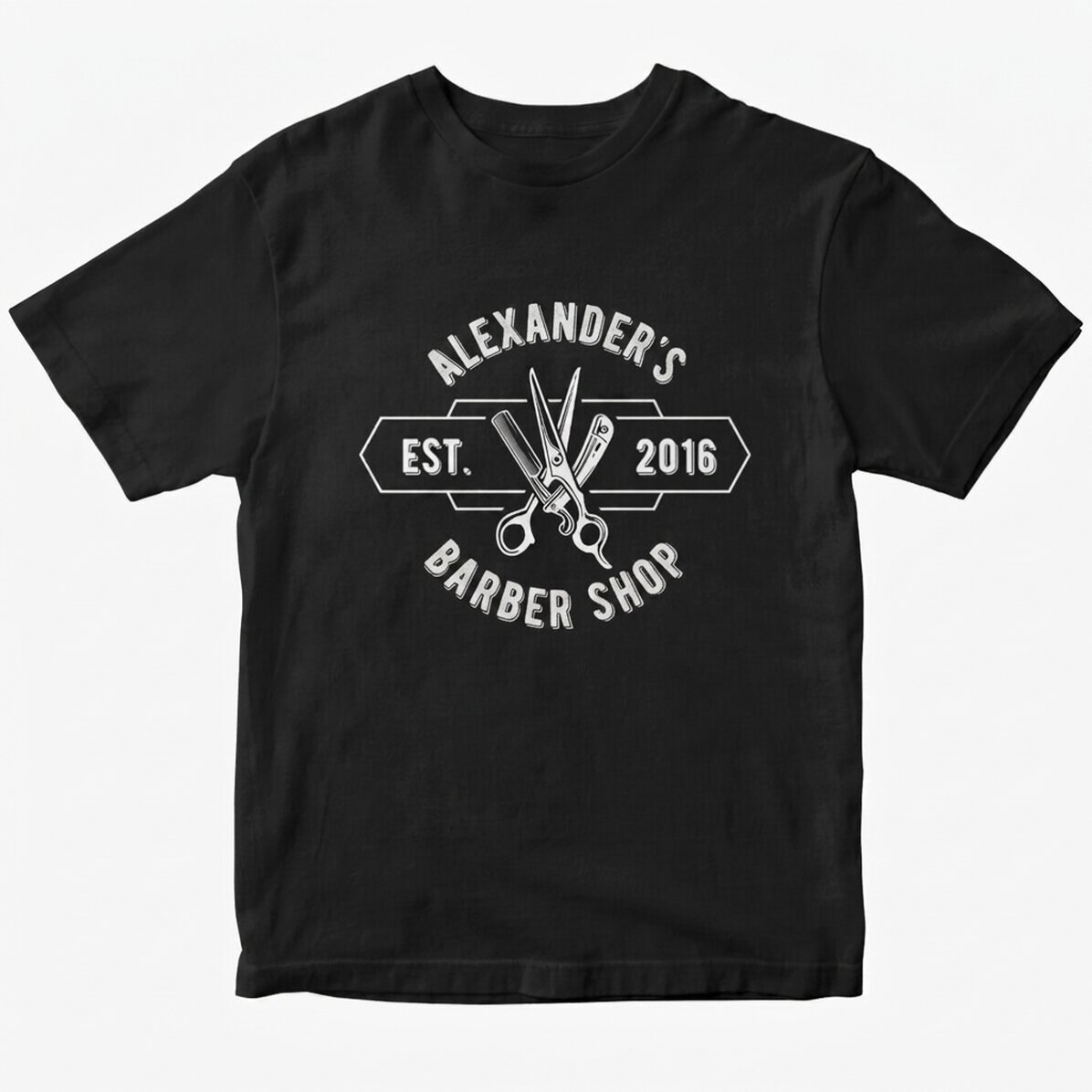Personalisiertes Baumwoll-T-Shirt mit Aufdruck – Barber Shop