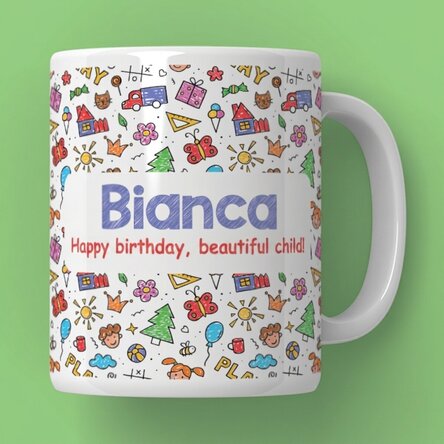 Personalisierter Becher mit Botschaft – Kindertag