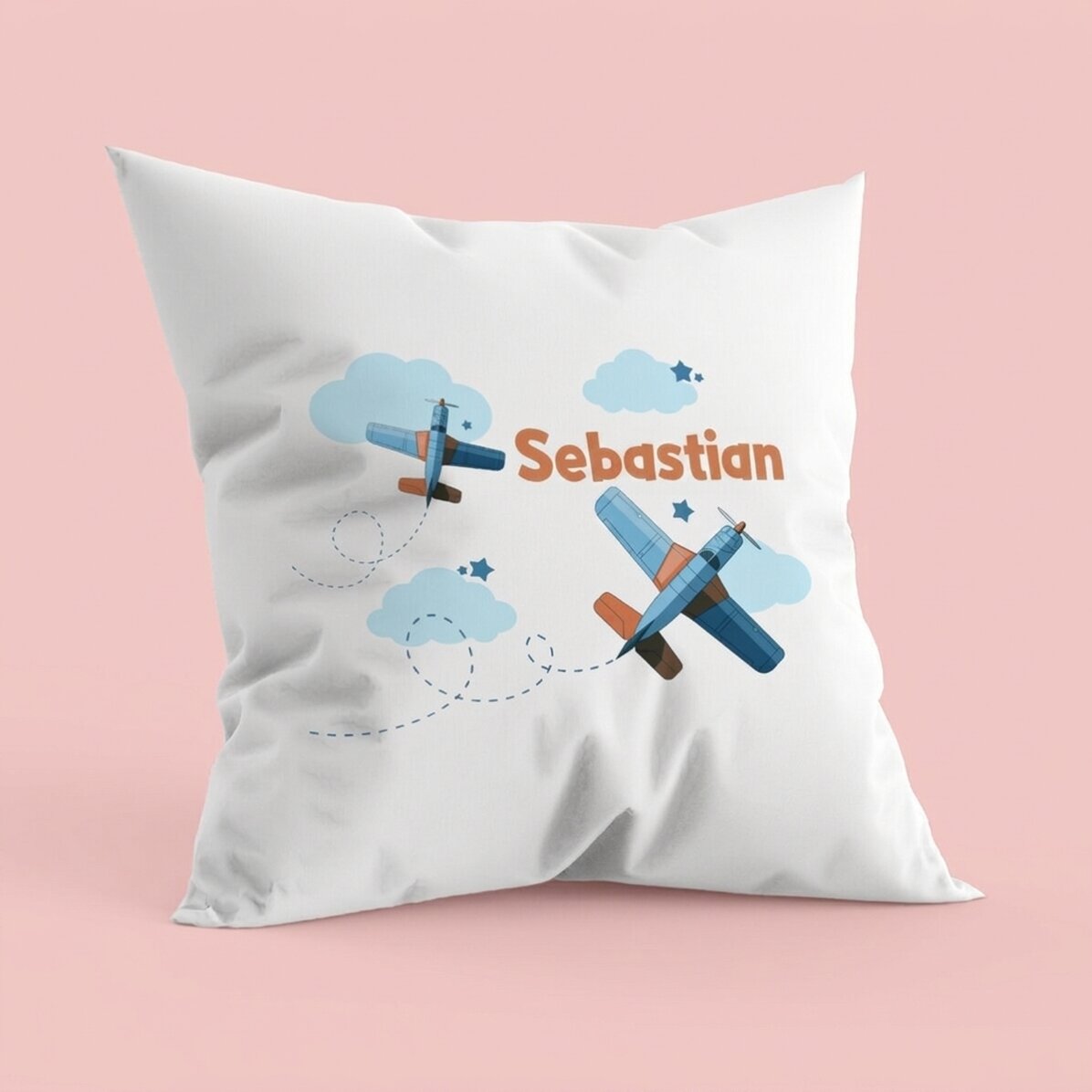 Personalisiertes Kissen mit Schriftzug – Flugzeuge